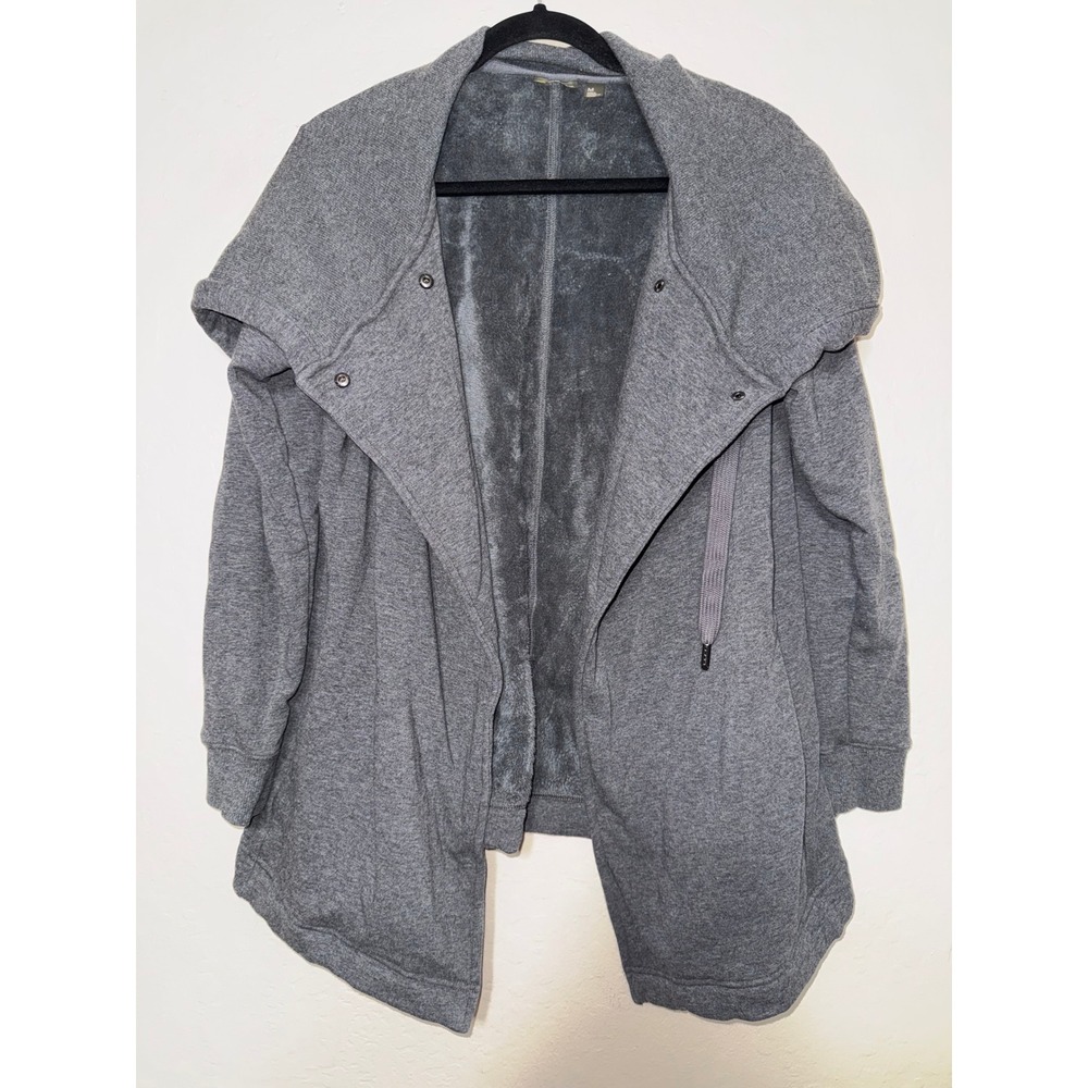 Zella Cozy‎ Fleece Lined Wrap Cardigan Gray Shawl Collar Size M